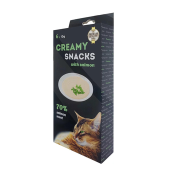 Нежное пюре для кошек Chicken & Salmon Puree Cat snacks из мякоти лосося, в стиках по 10 г, 6 шт/уп (4820112701482)