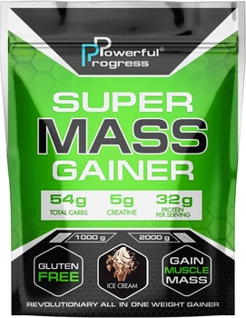Гейнер для набору маси Powerful Progress Super Mass Gainer 1 кг Морозиво (4820241840434)