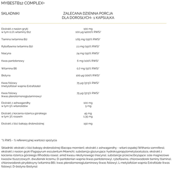 Suplement diety MyBestPharm B12 complex + 30 kapsulek (5904824651521)