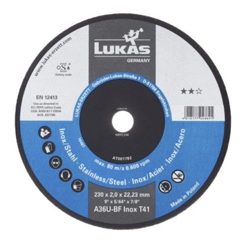 Отрезной диск LUKAS A36U BF Inox 230×2.0×22.23 мм по стали и нержавейке