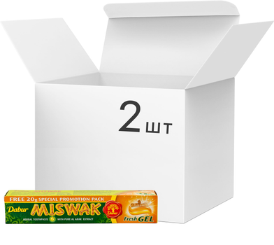 Упаковка зубной пасты Dabur Miswak Свежий гель 60 г х 2 шт (6291069700909)