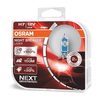Лампа 12V H7 55W +150% Night Laser "Osram" (Box-2шт) (64210 NL-BOX) (червона уп) Акція