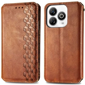 Чехол Deexe Rhombus Wallet для ZTE Blade A75 - Brown