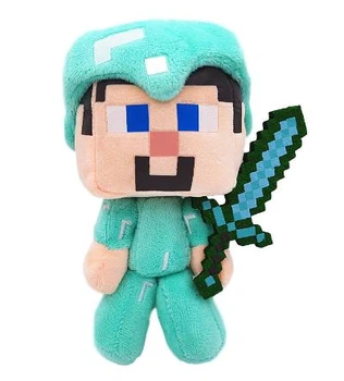 Детская игрушка из игры Minecraft Стив в Алмазной Броне с мечом (Steve) главный герой 15 см Mojang Майнкрафт