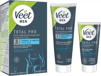 Чоловічий крем Veet для депіляції інтимних зон Men Total Pro intima Kit (крем для видалення волосся 100 мл та бальзам після видалення 50 мл)