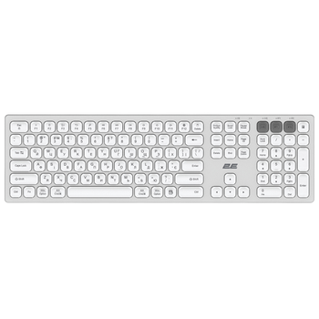 Клавіатура бездротова 2E KS270 WL/BT EN/UKR Silver/Білий (524990)