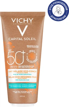 Сонцезахисне зволожувальне молочко Vichy Capital Soleil Solar Eco-Designed Milk для шкіри обличчя і тіла SPF 50+ 200 мл (3337875762250)