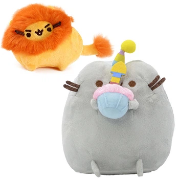 Набор Мягких игрушек Пушин кэт Pusheen cat Кот с кексом 12х15см Серый и Лев 10х7см Оранжевый n-12274