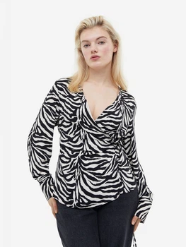 Блузка жіноча H&M 061139294 S Білий/Чорний (6666000334060)
