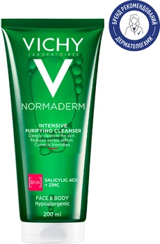 Гель Vichy Normaderm для очищения жирной кожи лица и тела 200 мл (3337875663076)