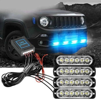 Світлодіодні стробоскопи 6 LED сині 12-24В з пультом керування