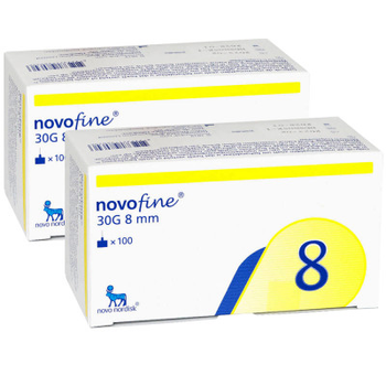 Иглы инсулиновые для шприц ручек Novofine Novo Nordisk Новофайн 8 мм 30G - 2 уп., (200 шт.)