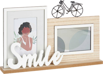 Multiramka Giftdecor Smile Stojąca z dekoracyjnym napisem i rowerem na 2 zdjęcia 10 x 15 cm (8430852855176)