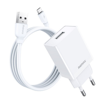 Мережевий зарядний пристрій Remax RP-U95 + кабель USB - Micro USB Kiddy Series 1USB 12W 2.4A White