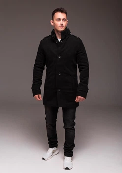 Пальто кашемировое R.A. Shoulder Straps Black L чёрное 1679-1-L