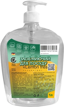 Засіб миючий для посуду GlobeClean Lemon fresh Концентрат 1 л (4823217472718146 )