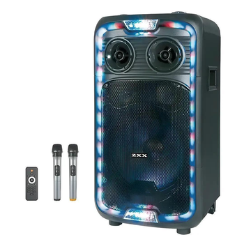 Акустическая переносная колонка ZXX-1290/ 6737 60Вт 12» 71х345х30см два микрофона пульт ДУ с подсветкой черный