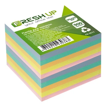 Блок бумаги цветной 90х90мм. 900 листов Классика не клееный Fresh Up FR-3611