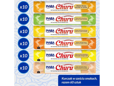 Przysmaki dla kotów INABA Churu Variety Box Chicken 60 x 14 g (4262365731623)