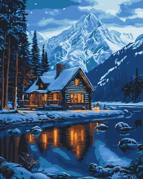 Картина по номерам. (Ледяное зеркало озера) (артикул BS54193) размер 40x50 см.