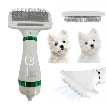 Щітка фен для шерсті собак і кішок 2в1 PET Grooming Dryer масажер гребінець для грумінгу тварин, LK951-White/Green