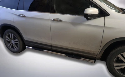 Боковые пороги подножки труба с накладками на HONDA Pilot 15-18 d60х1,6мм Хонда Пилот ST7186