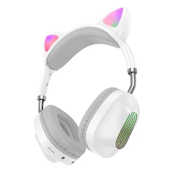 Навушники бездротові HOCO ESD13 Skill cat ear BT з вушками кота білі