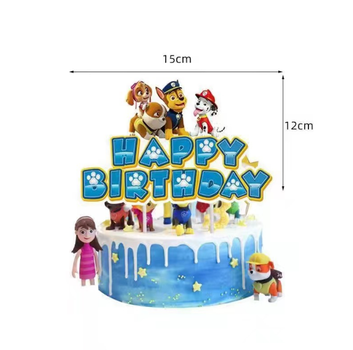 Картонний топпер Happy Birthday ЩЕНЯЧИЙ ПАТРУЛЬ 12*15см.