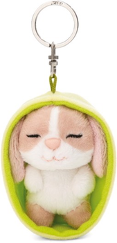 Brelok Nici Green Sleeping Pets pluszowy królik Cappuccino z długimi uszami 8 cm + koszyk Zielony (4012390499858)