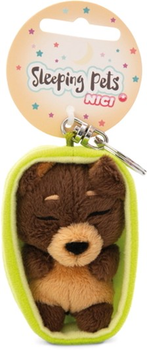 Brelok Nici Green Sleeping Pets pluszowy pies Brązowy 8 cm + koszyk Zielony (4012390499902)