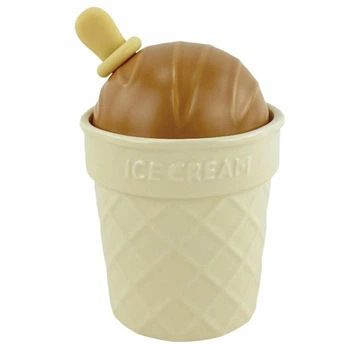 Чашка Icecream керамічна з кришкою та ложкою 350 мл Коричневий