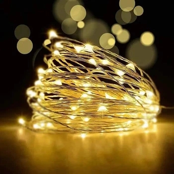 Гірлянда світлодіодна на батарейках з USB тепле світло "шампань" 30 LED довжина 3 метри