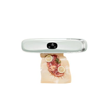 Кухонный вакуумный упаковщик сухих Vacuum Sealer суших и влажных пищевых продуктов с дисплеем, от сети Белый (КМ-1616)