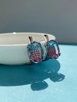 Жіночі сережки зі срібла Adali хамелеон сережки з кристалами Swarovski 7,57 гр