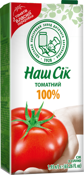 Сок с солью Наш Сік Томатный с мякотью Восстановленный 1.93 л (4820003689363)