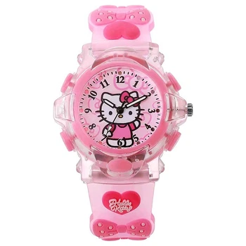 Детские наручные часы с подсветкой "Hello Kitty (Хеллоу Китти)" розовый 1052-1