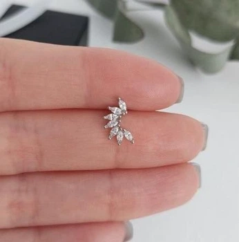 Серьга штанга для пирсинга уха, трагус, хеликса DeKolie MK1197-4 серебряный