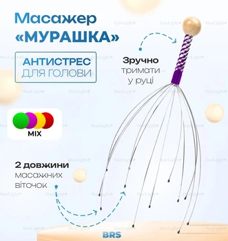 Масажер ручний для голови Мурашка BRS Purple