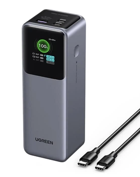 Внешний аккумулятор (Павербанк) Ugreen Nexode Power Bank 25000mAh 200W TFT Smart Display - Gray