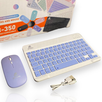 Беспроводная Bluetooth клавиатура и мышка Jeqang JB-350 (Фиолетовая)