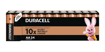 Батарейки AA 24 штуки пальчиковые Duracell для фонарей пульта часов и гирлянд батареи Дюрасел набор для техники щелочные LR06 MN1500