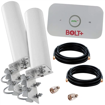 4G роутер (BOLT+ E5573) + Две Широкополосные всенаправленные MИMO антенны (20 дБ)
