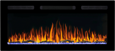 Электрокамин настенный / встраиваемый ArtiFlame AF40WR с 3D эффектом пламени, обогревом и звуком горения огня