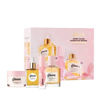 Подарунковий набір Gisou Honey Gloss Hydration Heroes Gift Set (олія для волосся 20 мл, маска 75 мл, парфум 50 мл, олія для губ 8 мл)