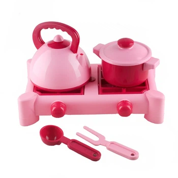 Детский игровой набор посуды с газовой плитой ЮНИКА 70408(Pink) 6 предметов, розовый