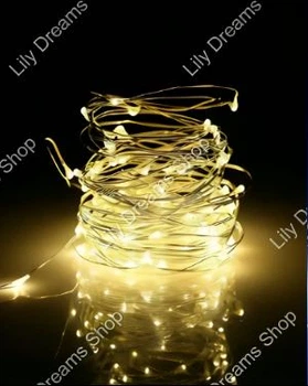 Гирлянда Роса 20м проволка на батарейках USB 200 LED Теплый белый