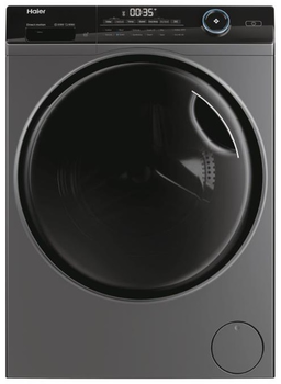 Прально-сушильна машина Haier фронтальна, 8(5)кг, 1400, A, 46см, дисплей, пара, інвертор, люк чорний, прямий привід, cріблястий (HWD80-B14959S8U1)