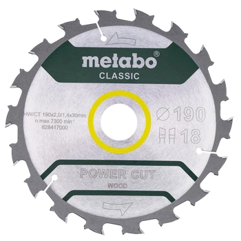 Пильный диск 190x30, Z18 WZ 5° /B Metabo "power cut wood - professional" (628417000)