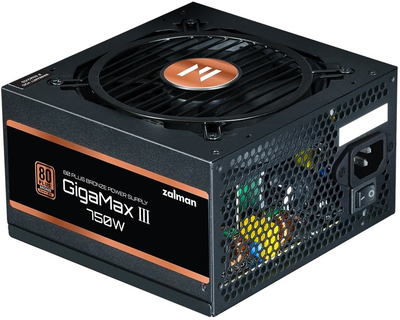 Блок живлення Zalman Gigamax 3 (750W), 88%, 80+ Bronze, 120мм, 1xMB 24pin(20+4), 2xCPU (8pin(4+4)+8pin), 3xMolex, 6xSATA, 4xPCIe 8pin(6+2), 1x12VHPWR, Semi Modular (ZM750-GV3)