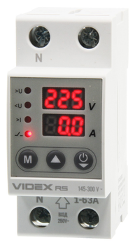 Реле контролю напруги та струму Videx Resist VF-RS-RNT63 145-300В 1-63A